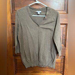 Loft women’s sweater size large brown v neck